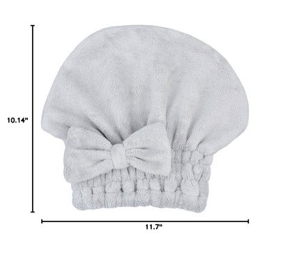 Microfiber Hair Drying Towels Head wrap with Bow-Knot Shower Cap Hair Turban hairWrap Bath Cap for Curly Long & Wet Hair Gift for Women Blackx2