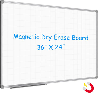 JILoffice Magnetic Dry Erase Calendar Whiteboard, 4 Month White Board Planner 36 X 24 Inch, Black Aluminum Frame Wall Mounted Board for Office Home and School
