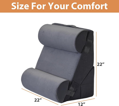 BIEEZZK Wedge Pillow Set for After Surgery, Wedge Pillow for Acid Reflux, Bed Wedge Pillow with Adjustable 9&12inch for Headboard,Sleeping, Orthopedic Memory Foam for Neck&Back Support, White/Grey