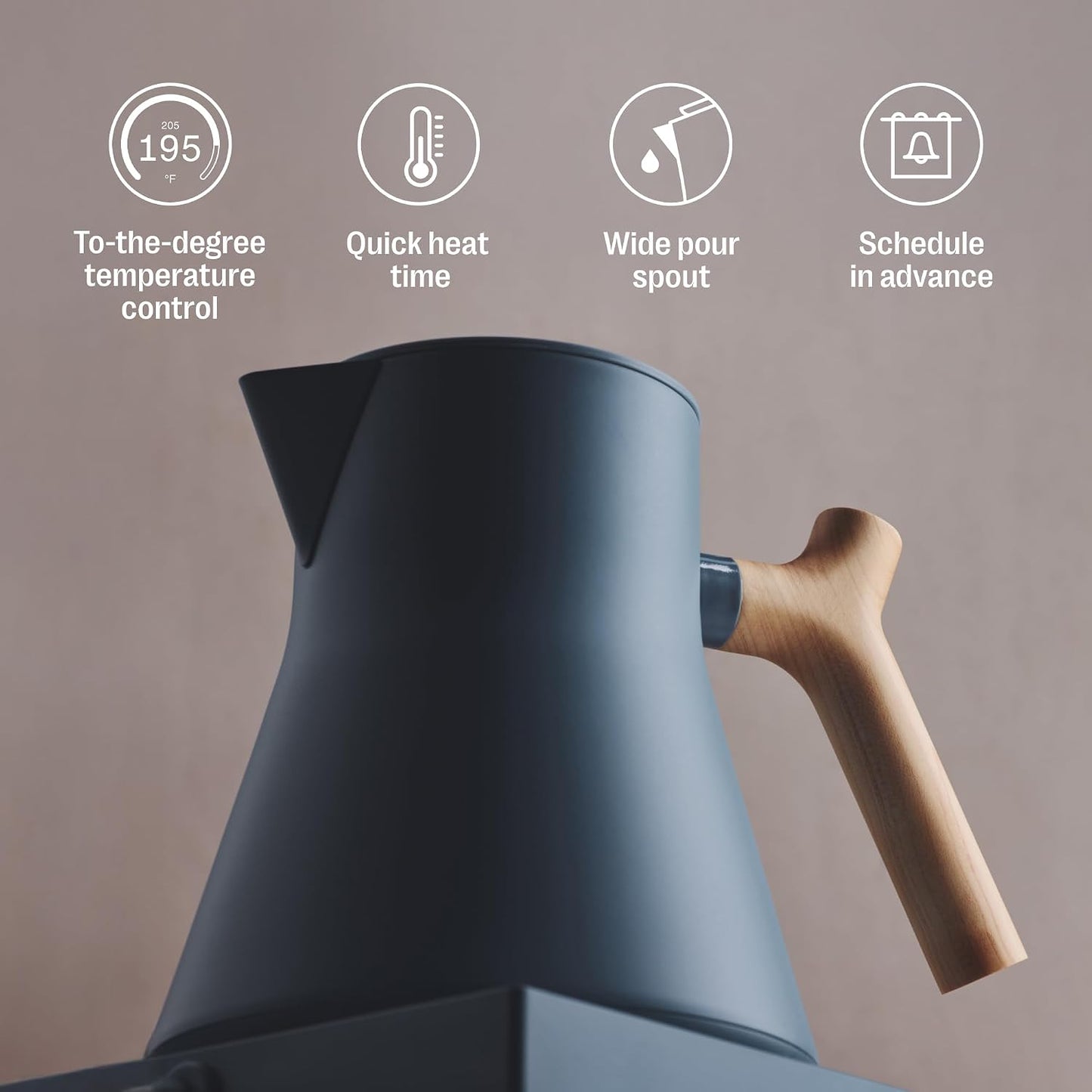 Fellow Corvo EKG Pro Electric Tea Kettle - Quick Heating, Precise Temperature Control Electric Kettle, Scheduling, Built-in Brew Timer for Boiling Water - Matte Black with Walnut Handle - 0.9 Liter
