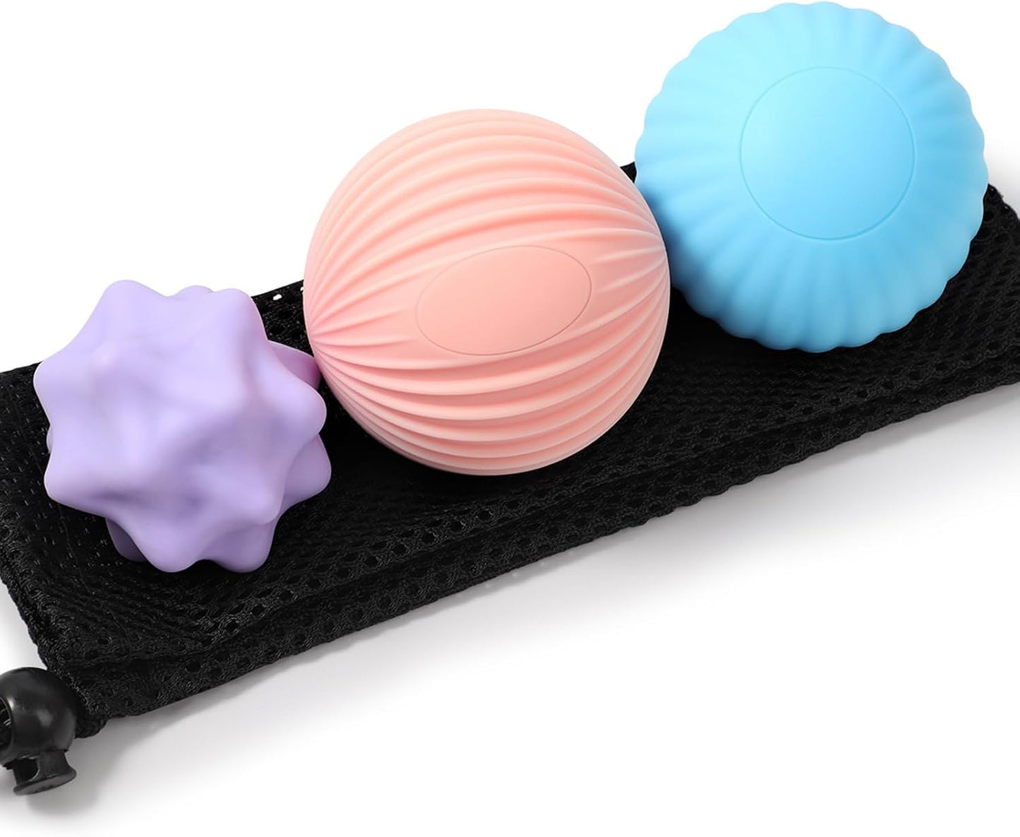 Silicone 3-Piece Massage Ball Set - Peanut, Textured and Spiky Lacrosse Balls to Relieve Tension,Muscle Knots & Plantar Fasciitis with Deep Tissue Release for Foot,Back,Hip,Arm & Legs