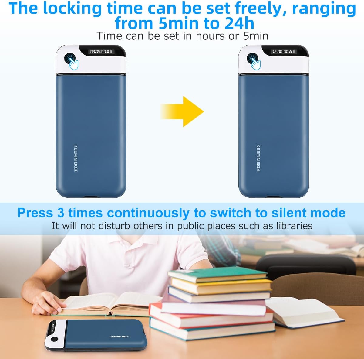 Phone Lock Box with Timer,Timed Lock Box,USB Charging Type,Time Can Be Freely Set,Easy to Carry,Excessive Games,Mobile Phone Addiction