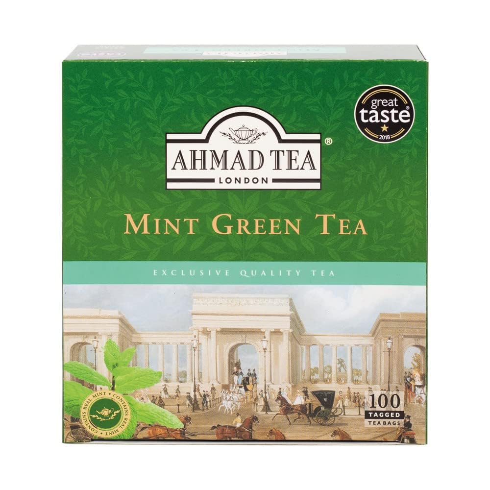 Ahmad Tea Mint Green Tea Teabags, 100 ct - Caffeinated and Sugar-Free
