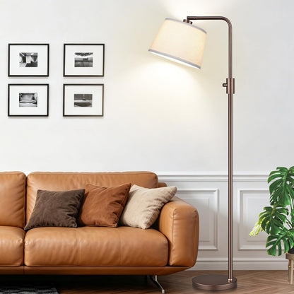 【Upgraded】 Dimmable Floor Lamp, 1000 Lumens LED Edison Bulb Included, Arc Floor Lamps for Living Room Modern Standing Lamp with Linen Shade, Tall Lamp for Bedroom Office Dining Room- Black