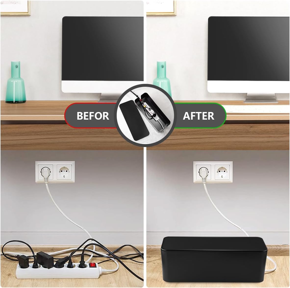 Tuwechen Cable Management Box, Large Cable Organizer Box to Hide Wires