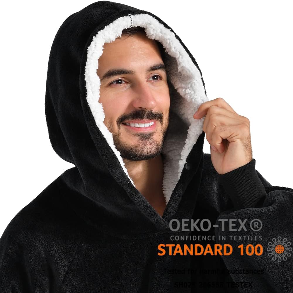 Krifey Wearable Blanket Hoodie, Oversized Sherpa Hooded Blanket for Adults | Soft sherpa fleece with sleeves and pocket; oversized fit for lounging, WFH, camping, Christmas and white elephant gifts.