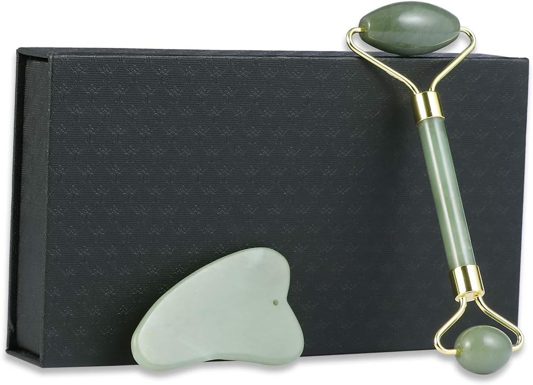 rosenice Gua Sha Facial Tools Guasha Tool Gua Sha Jade Stone Manual Massage Sticks for Jawline Sculpting and Puffiness Reducing for Face Body Tensions Reduce Festive Gifts