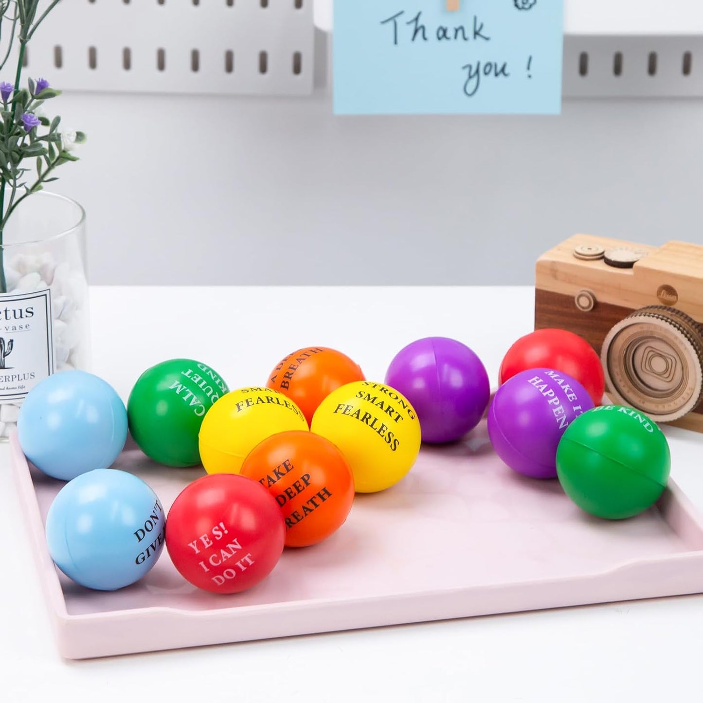 LOVESTOWN 18 PCS Motivational Stress Relief Balls, Squeeze Toys, 2 Inch