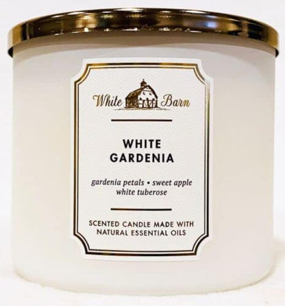 Bath & Body Works, White Barn 3-Wick Candle w/Essential Oils - 14.5 oz - New Core Scents! (White Gardenia)