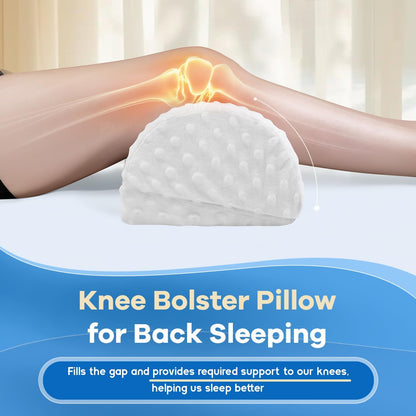 anzhixiu Half Moon Leg Bolster for Back Sleeping- Adjustable Height Under Knee Pillow for Ankles- Pure Memory Foam Leg Pillow for Sleeping on The Bed- Bubble