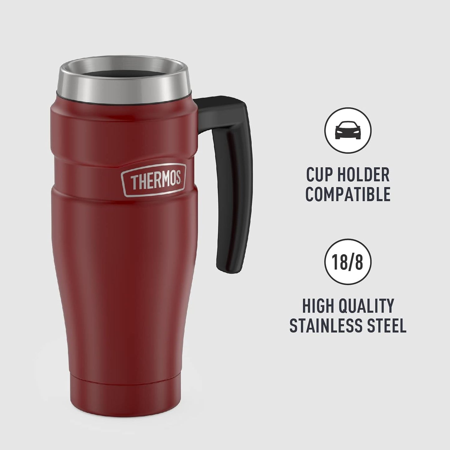 THERMOS Stainless King Vacuum-Insulated Travel Tumbler, 16 Ounce, Matte Steel