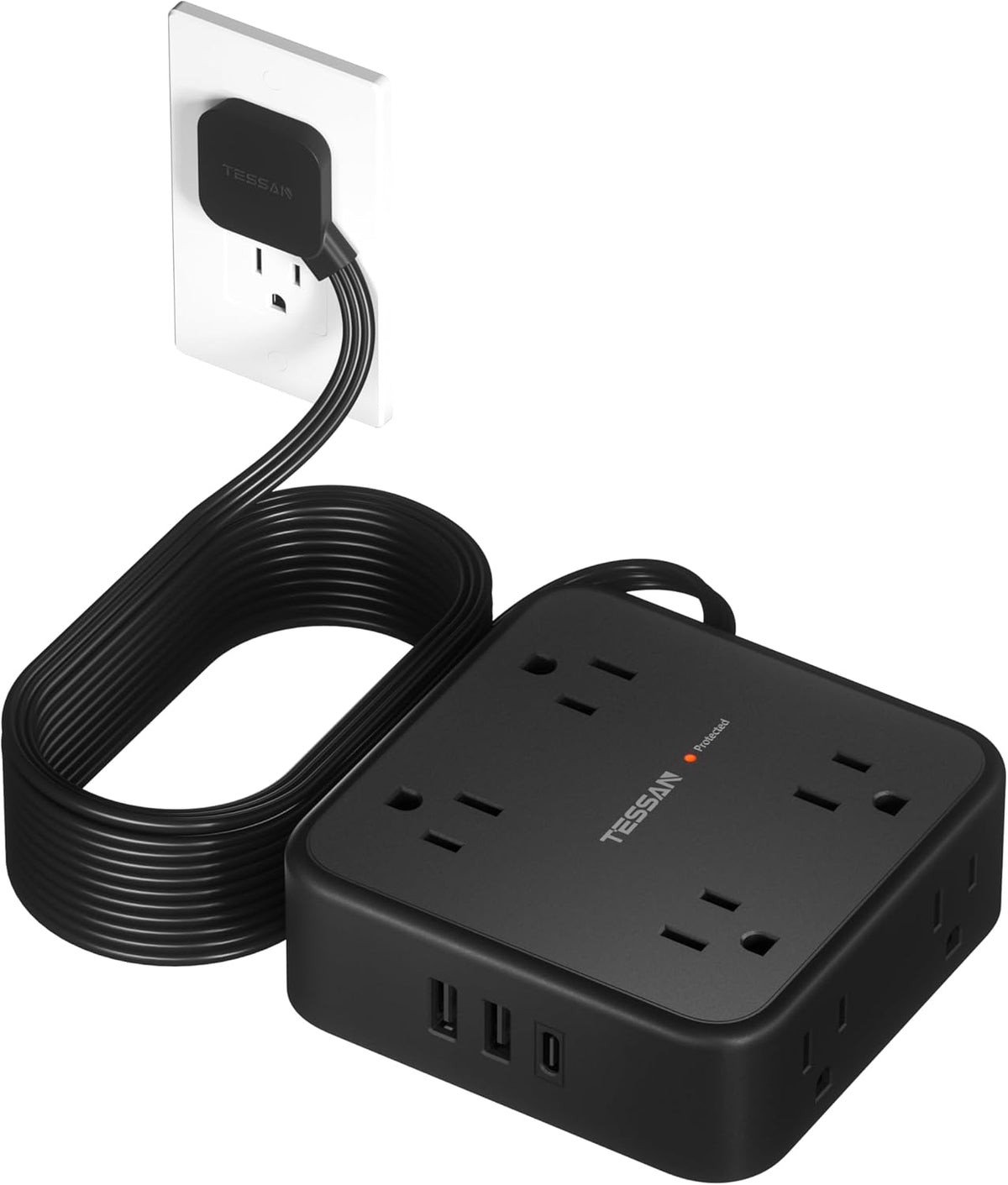 TESSAN Surge Protector Power Strip with 900J Surge Protection, 5 Ft, Grey