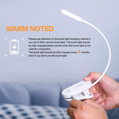 VAVOFO Rechargeable Book Light, 14 LEDs Eye Care Clip On Amber Reading Light for Bookworms Reading in Bed with 9 Colors 9 Brightness (White-Blue)