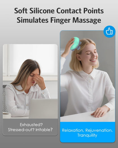 AMIR Upgraded Electric Scalp Massager, Portable Head Massager with Kneading 96 Massage Nodes, Handheld Head Scratcher Massager for Stress Relax and Pain Relief, Ideal Valentine‘s Day Gift for Her/Him