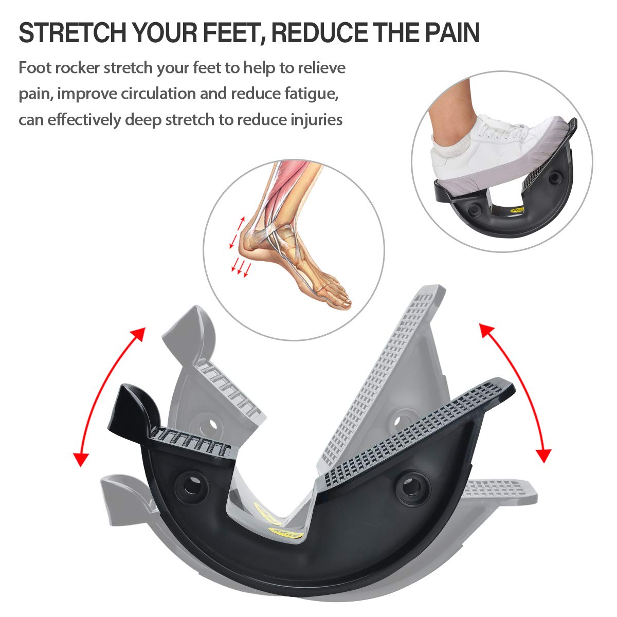 Foot Rocker Calf Stretcher Ankle Plantar Board for Achilles Tendonitis, Muscle Stretch, Feet and Shin Splint Pain Relief - Improve Calf Flexibility, Ankle Mobility - Rose