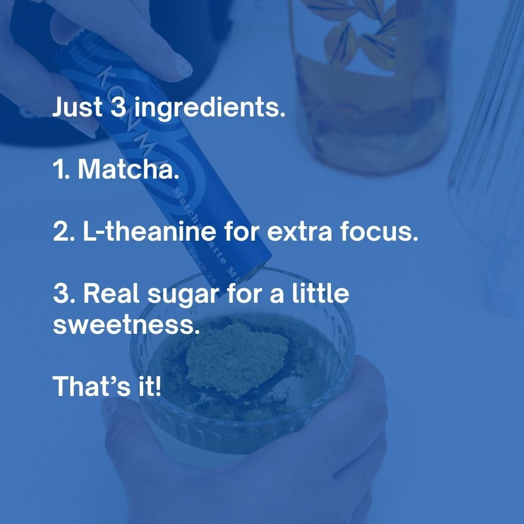 KONMA Matcha Latte Mix, Dairy Free - 10 Individual Serving Sachet Sticks - Lightly Sweet Matcha Green Tea Powder with Cane Sugar for Café Style Blend, 2.8 Ounce (Pack of 10)