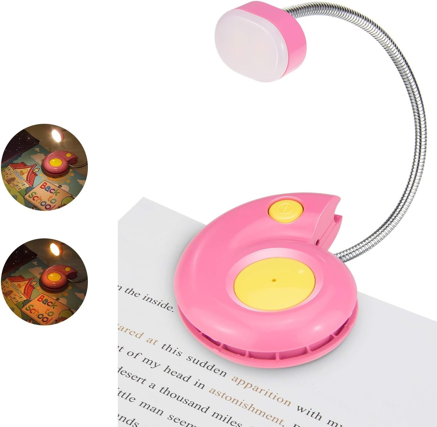 LUXSWAY Rechargeable Reading Book Light for Kids,LED Reading Lights for Books in Bed,Amber Book Light with Magnetic,Flexible Gooseneck,Cute Bookmark Lights for Bookworms-Orange