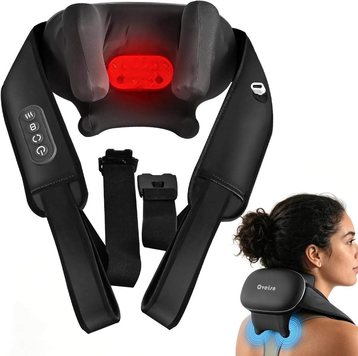 Neck and Back Massager, Deep Tissue Massager for Neck & Back Muscle Pain Relief, Black