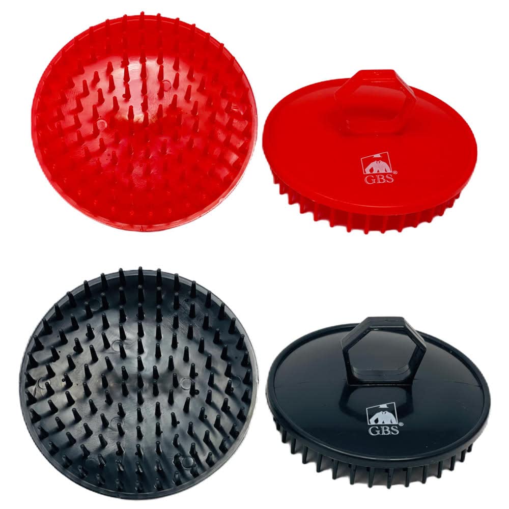 G.B.S Gents Dandruff Cleaning Scalp Brush 2 Pack – Silicone Shampoo Scrubber for Hair & Scalp Massage, Exfoliating Wet Dry Hair Care, Red