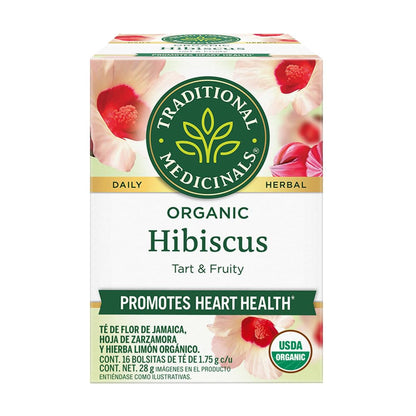 Traditional Medicinals Organic, Hibiscus Tea - Supports Normal Heart Health & Cardiovascular Wellness - Kosher, Non-GMO, Caffeine-Free, Compostable - 16 Tea Bags