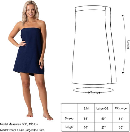 Turkish Linen Women’s Waffle Spa Body Wrap with Adjustable Closure