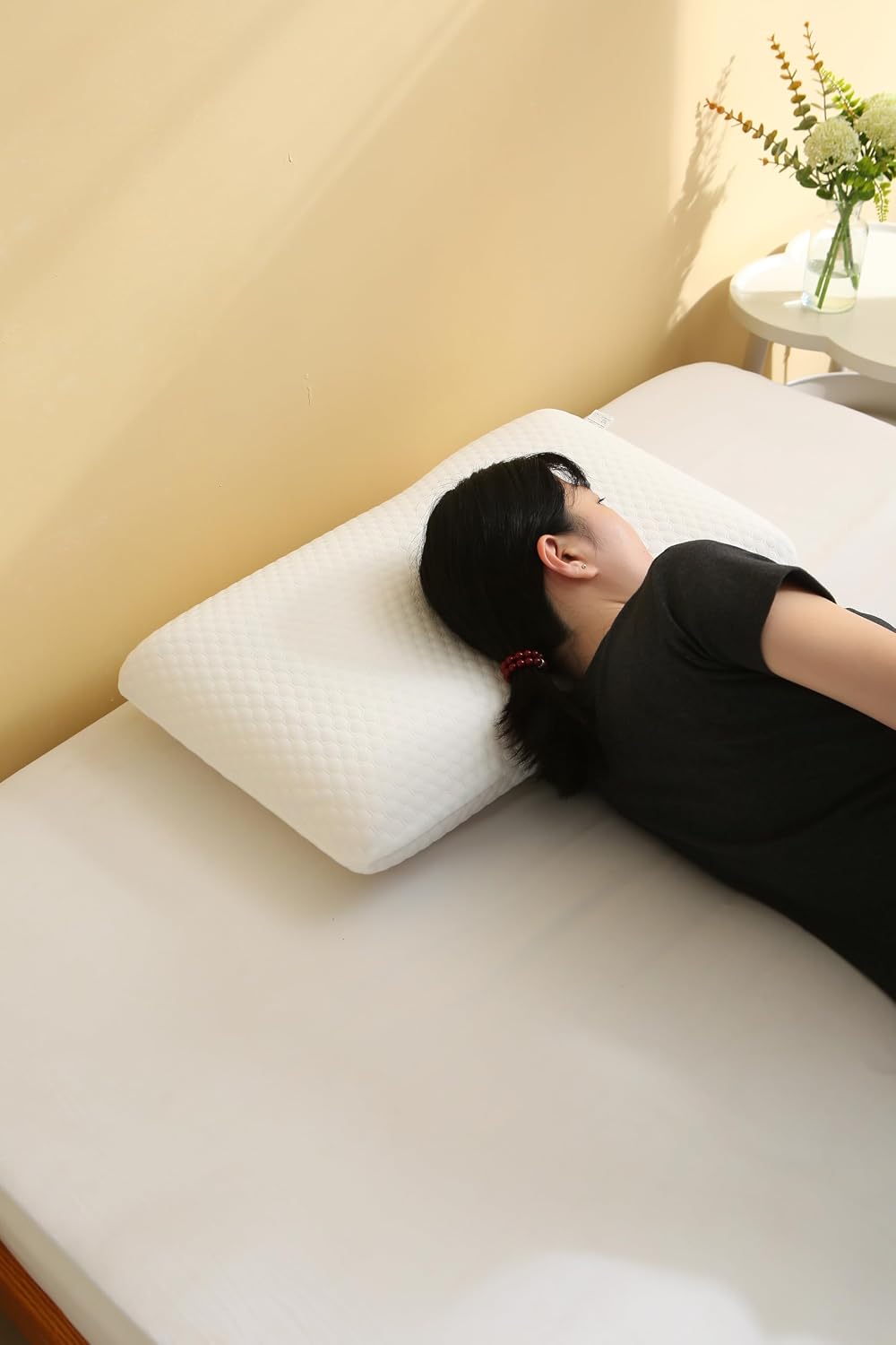 CSDLF Memory Foam Bed Pillows, Pillow for Side and Back Sleeper, Pillow for Neck Pain Relief, Washable Removable Cover, Soft, White (Queen)