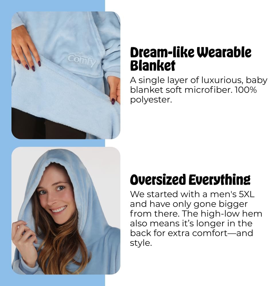 THE COMFY Dream | From Shark Tank | Patented | No Sherpa | Light Wearable Blanket Hoodie | Gift for Women & Men | One Size