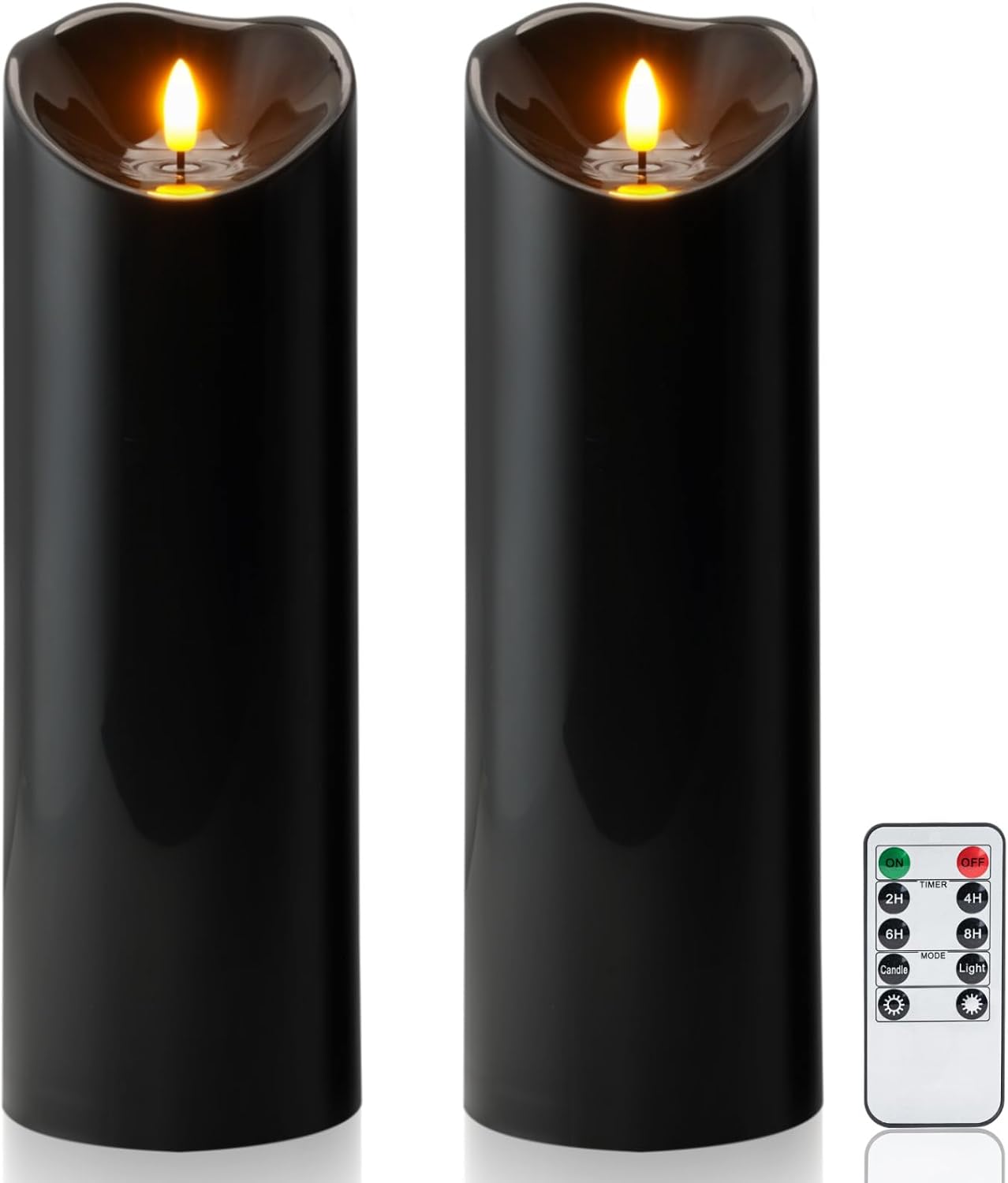 Homemory 6"x3" Outdoor Waterproof Flameless Candles, LED Candles, Battery Operated Candles with Remote and Timers, Electric Fake Plastic Pillar Candles, Ivory White, Set of 2
