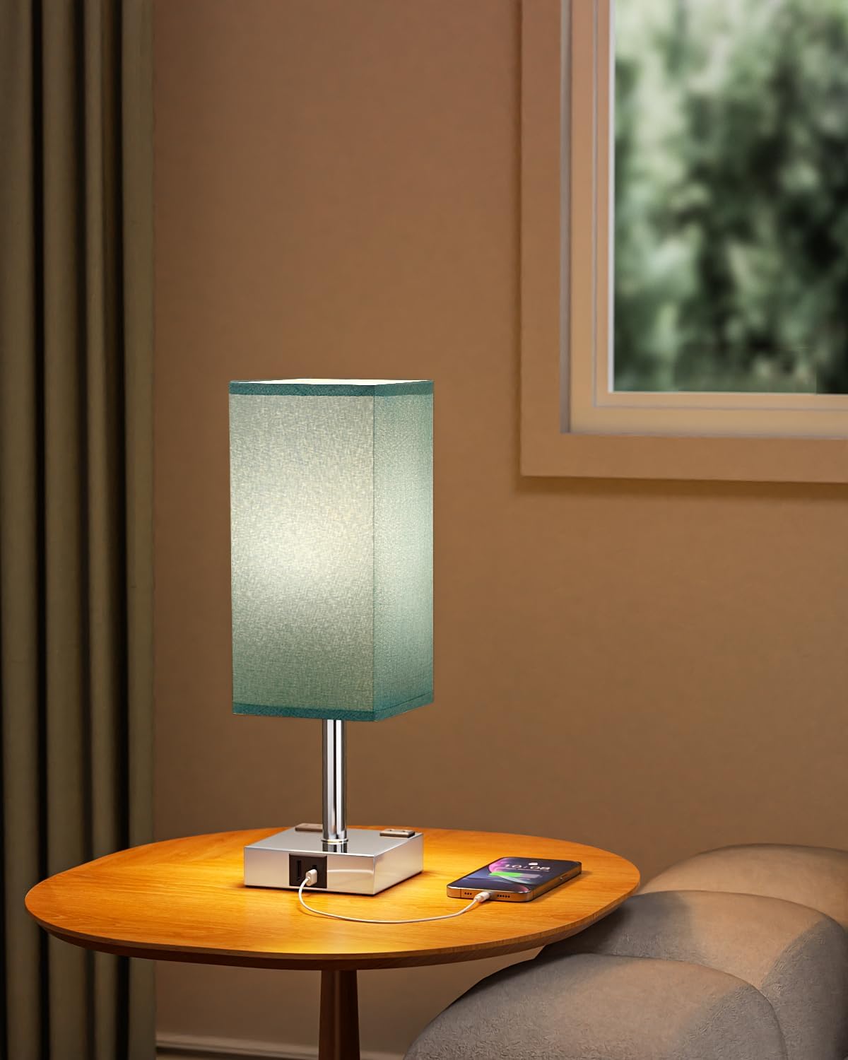 Touch Bedside Table Lamp for Bedroom - Dimmable, USB C+A, 2 AC Outlets