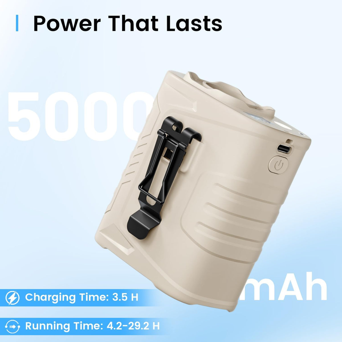 KIBEE Portable Waist Fan, 12500RPM Rechargeable Wearable Belt Clip Fan, Hands Free Cooling Fan for Outdoor Work, Construction, Hiking, Camping, Fishing, Long Battery Life Personal Cooling Device