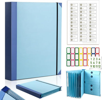 The Life Book Document Organizer - Binder for Important Documents, The Folio in Case I Die Binder, Family Emergency Planner, End of Lifeorganizer Paper File Folio Organizer with Labels(Blue)