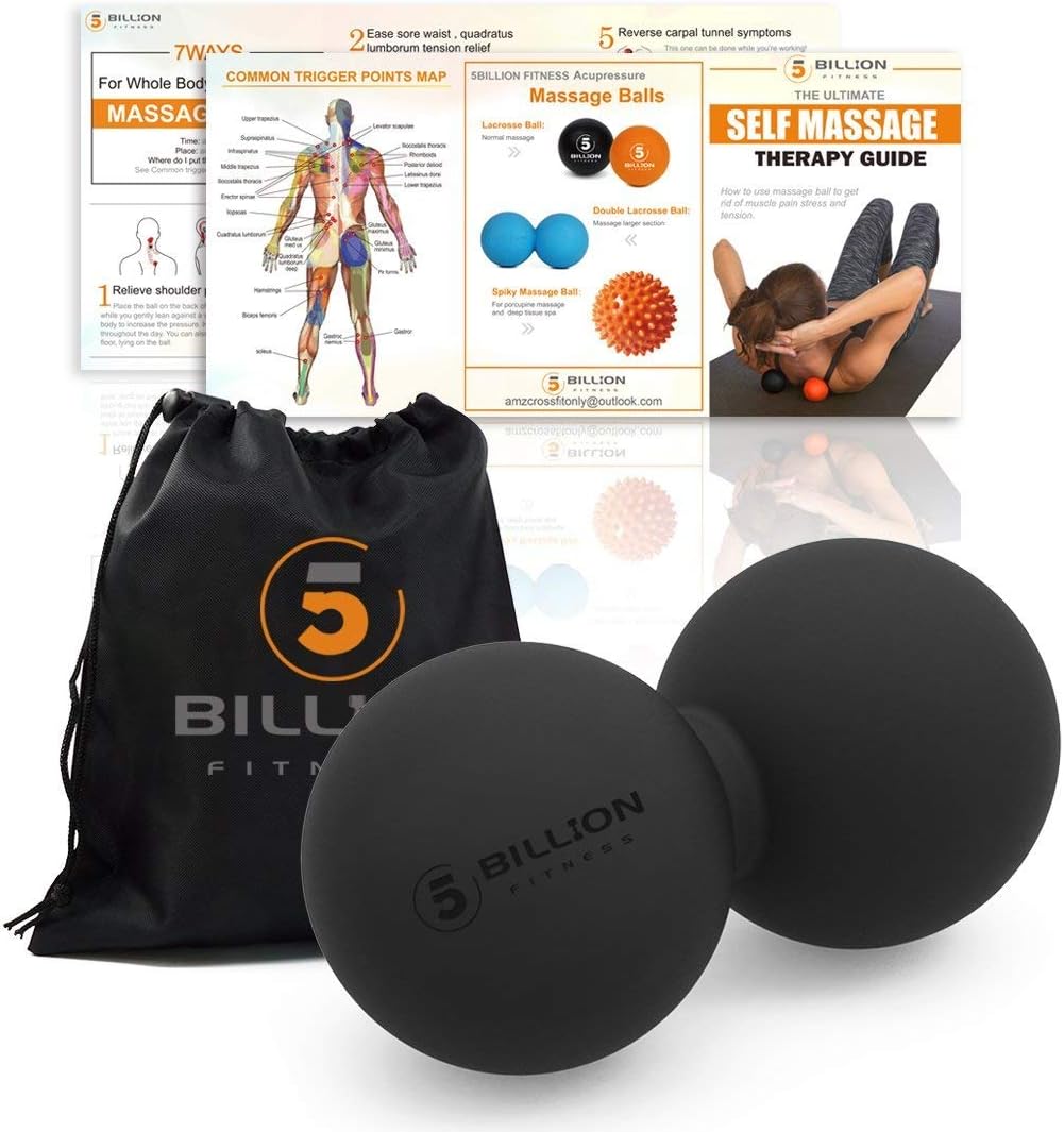 5BILLION FITNESS Peanut Massage Ball,Double Lacrosse Ball and Mobility Massage Ball for Physical Therapy - Deep Tissue Massage Tool for Myofascial Release, Muscle Relaxer, Acupoint Massage (Purple)
