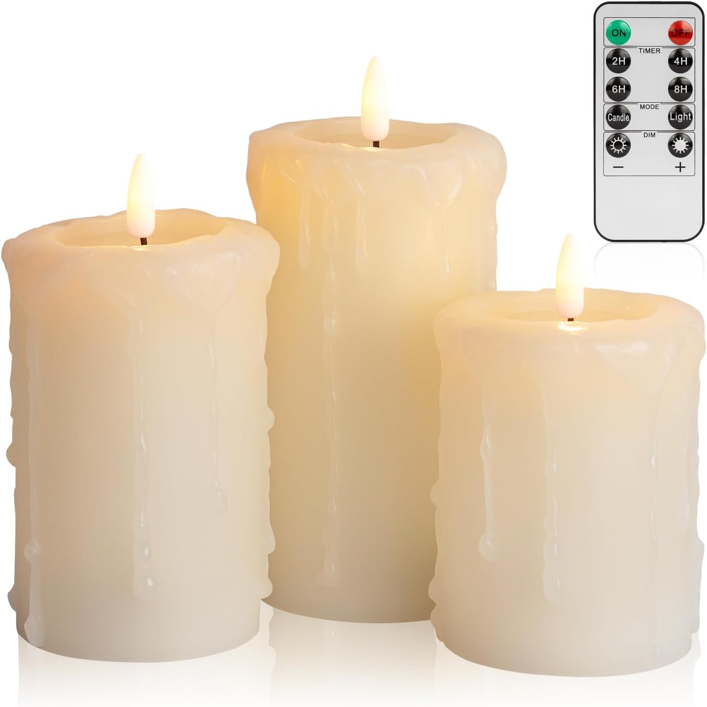 ANGELLOONG Flickering Flameless Candles, Realistic Battery Operated Candles with Remote and Timer, Set of 3 LED Candles for Fall Room Home Wedding Decor Centerpieces Table Party Christmas Decorations
