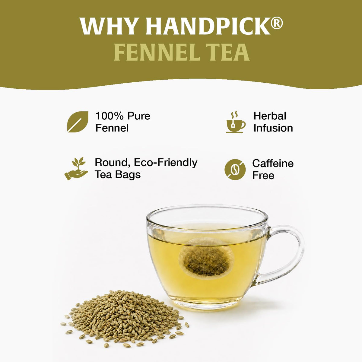 HANDPICK Fennel Tea (40 Teabags) Authentic Indian Origin Natural Grown