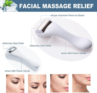 Ice Roller for Face and Eyes - 2PCS Facial Relief Eye Puffiness Massager