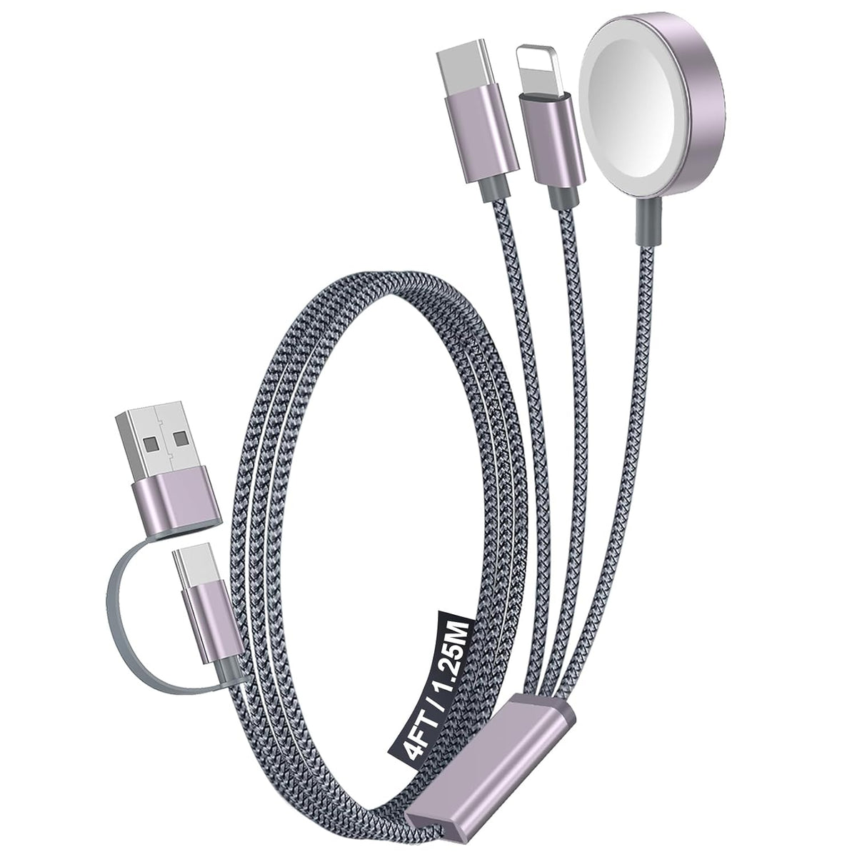 Travel Essentials for Apple Watch Charger,3-in-2 Multi Charging Cable