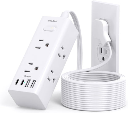 One Beat 10Ft Extension Cord with Multiple Outlets,Flat Plug Power Strip