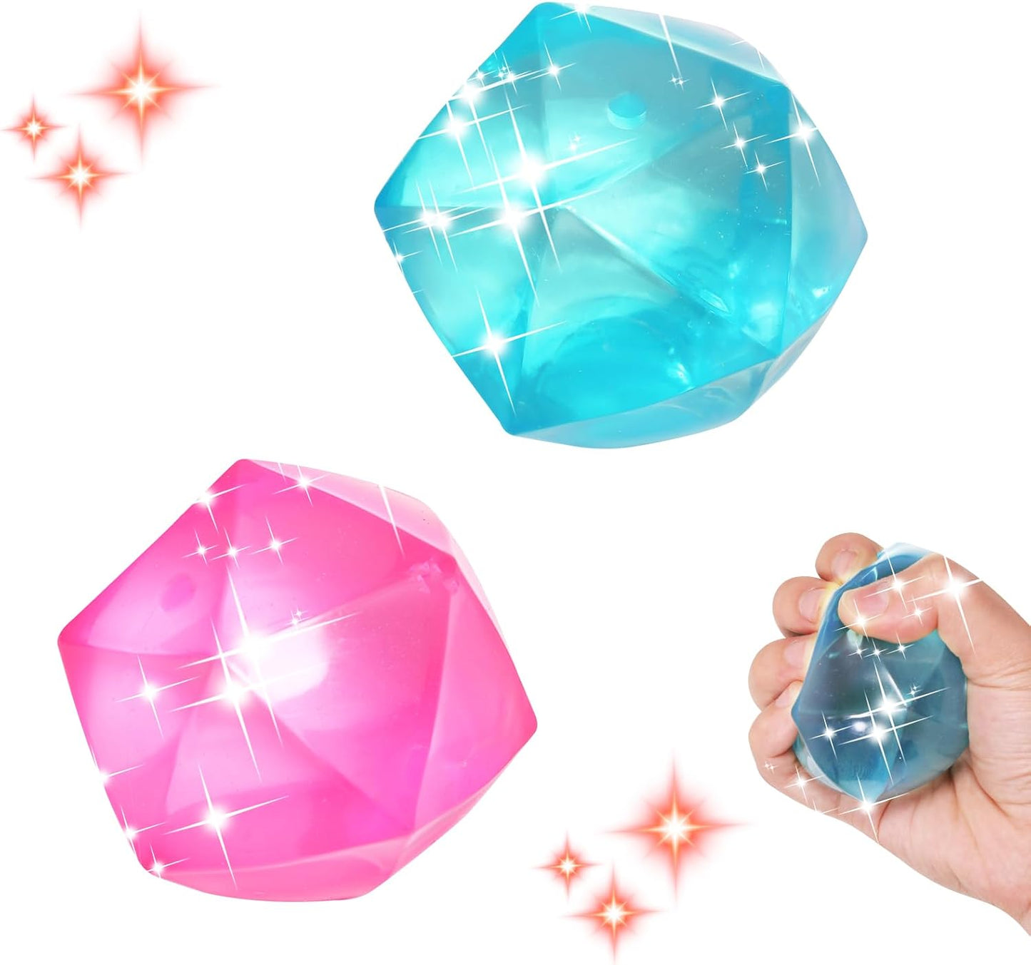 3pack Stress Cube Squishy Stress Balls for Adults Kids Fidget Toy for Your Best Mellow and Chill -Ice Cubes-Square Shape with Filling in Pink Purple Blue (3pcs Cube )