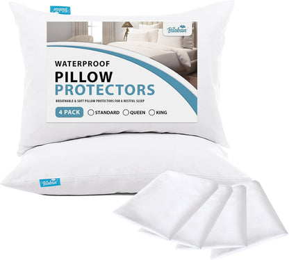 Pillow Protectors Waterproof 2-Pack, Standard Size with Zipper