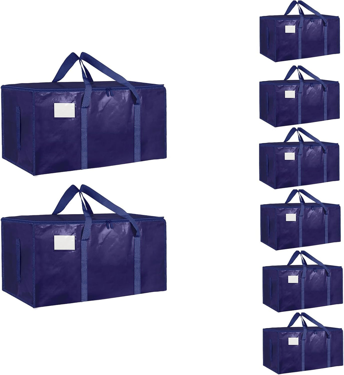 Moving Bags Extra Large - Heavy Duty Storage Totes with Wrap-Around Handles & Reinforced Zippers - Foldable Moving Box Alternative, Water-Resistant for Dorm, Closet & Under Bed Storage (Clear)