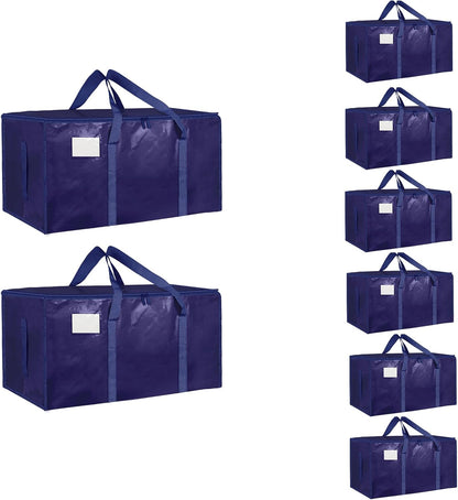 Moving Bags Extra Large - Heavy Duty Storage Totes with Wrap-Around Handles & Reinforced Zippers - Foldable Moving Box Alternative, Water-Resistant for Dorm, Closet & Under Bed Storage (Clear)