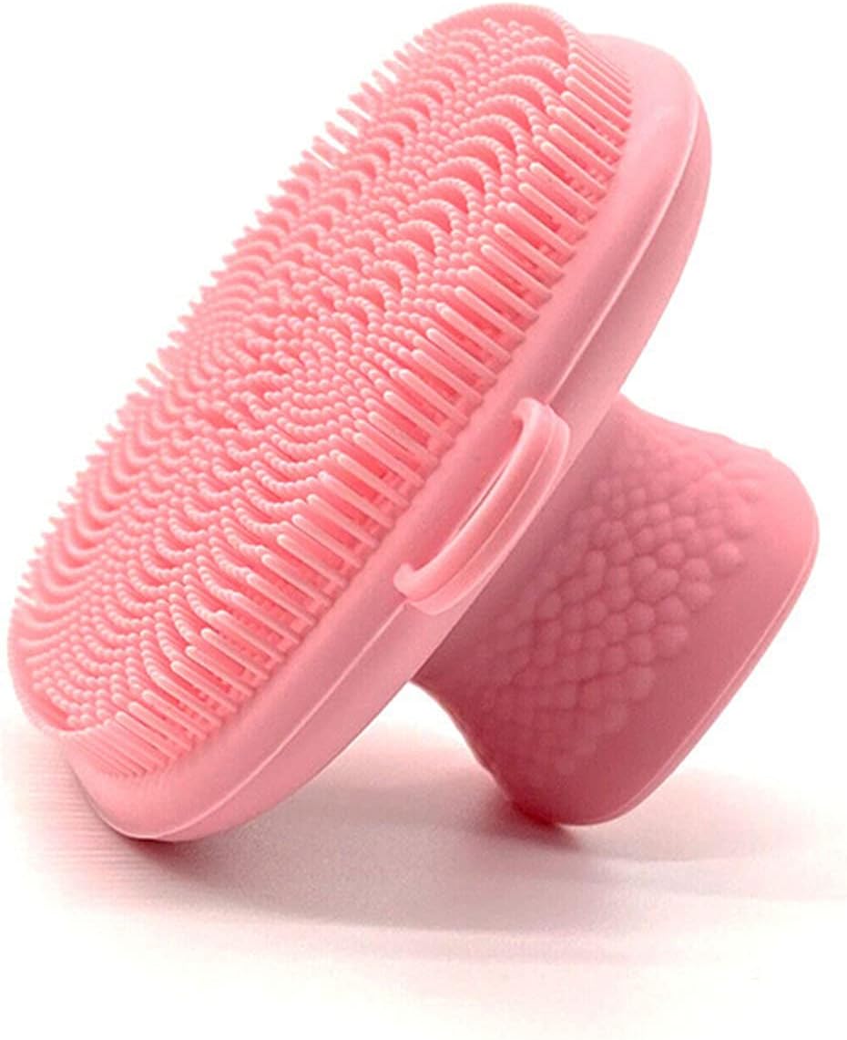 Back Scrubber for Shower & Face Scrubber, 2Pcs Silicone Exfoliating Brush Set with 17In Long Handle, Soft Body & Facial Cleansing Scrubber for Men Women
