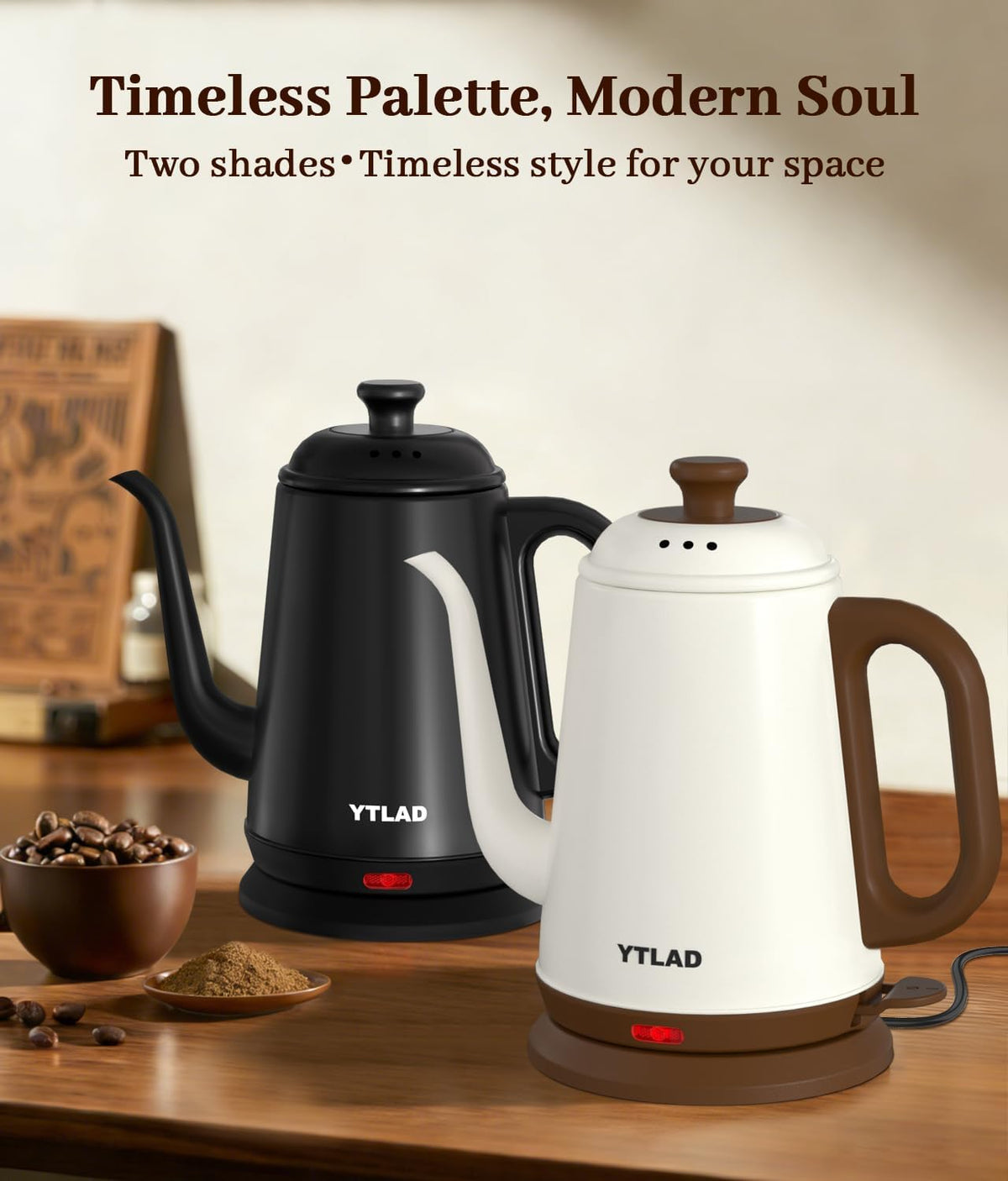 Gooseneck Electric Kettle 1L, 1000W, Pour-Over Coffee & Tea