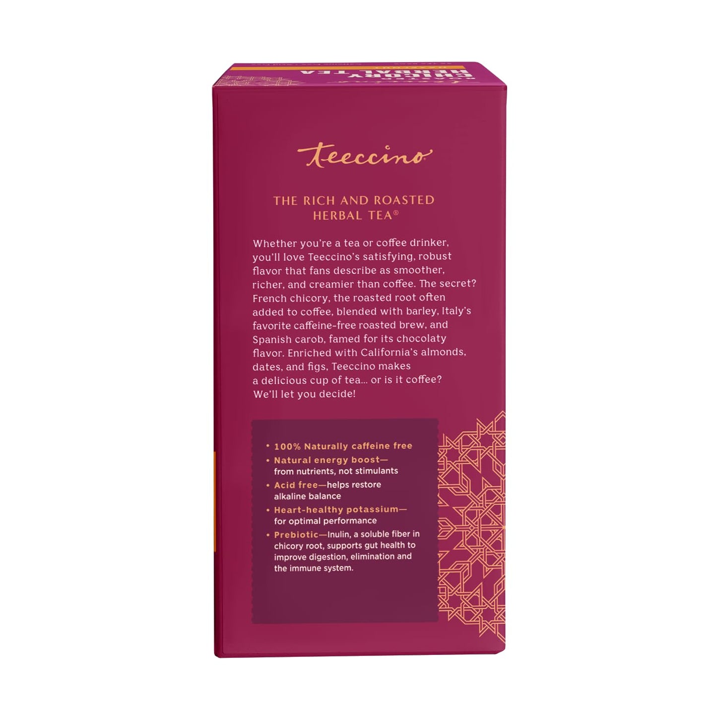 Teeccino Holiday Herbal Tea Sampler Assortment - Candy Cane, Gingerbread, Snickerdoodle - Caffeine-Free Holiday Dessert Teas with Prebiotic Chicory, 12 Tea Bags