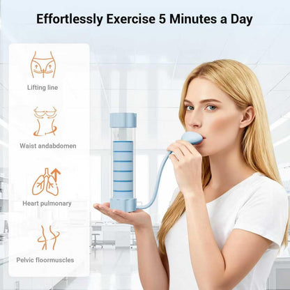 Deep Breathing Trainer, Adult Abdominal Fat Reduction Trainer, Easy to use and Clean, 6 Module Adjustable Breathing Dumbbells (Blue)