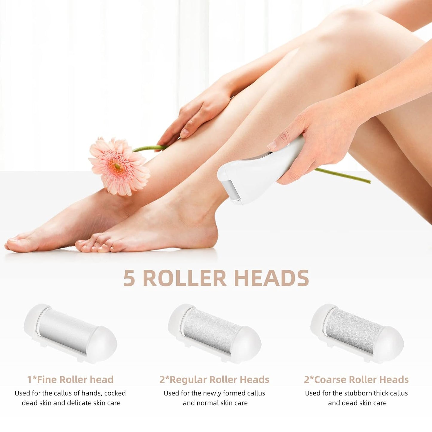 Callus Remover for Feet, Nicebirdie Electric Foot File Callus Removers Rechargeable Waterproof Pedicure Tools Foot Scrubber Shaver Feet Care Tool for Cracked Heels Dead Skin （Green）