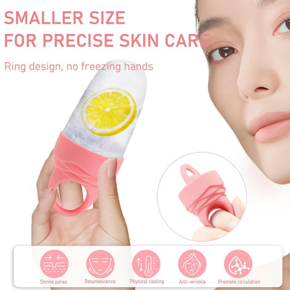 3 Pack Ice Roller for Face, Facial Ice Roller Silicone Mold Reusable for Face Women and Eye Neck Cold Skin Care Tools Freezer De Puff Eye Bags Reduce Migraine Pain Pink 1 + Purple 2