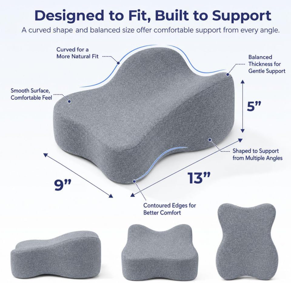 UJPFEO Knee Pillow for Side Sleepers,Leg Pillows for Sciatica,Knees,Hips,Joints Between Legs,Back Pain Relief When Side Sleeping Spine Alignment Support for Knee Surgery Recovery