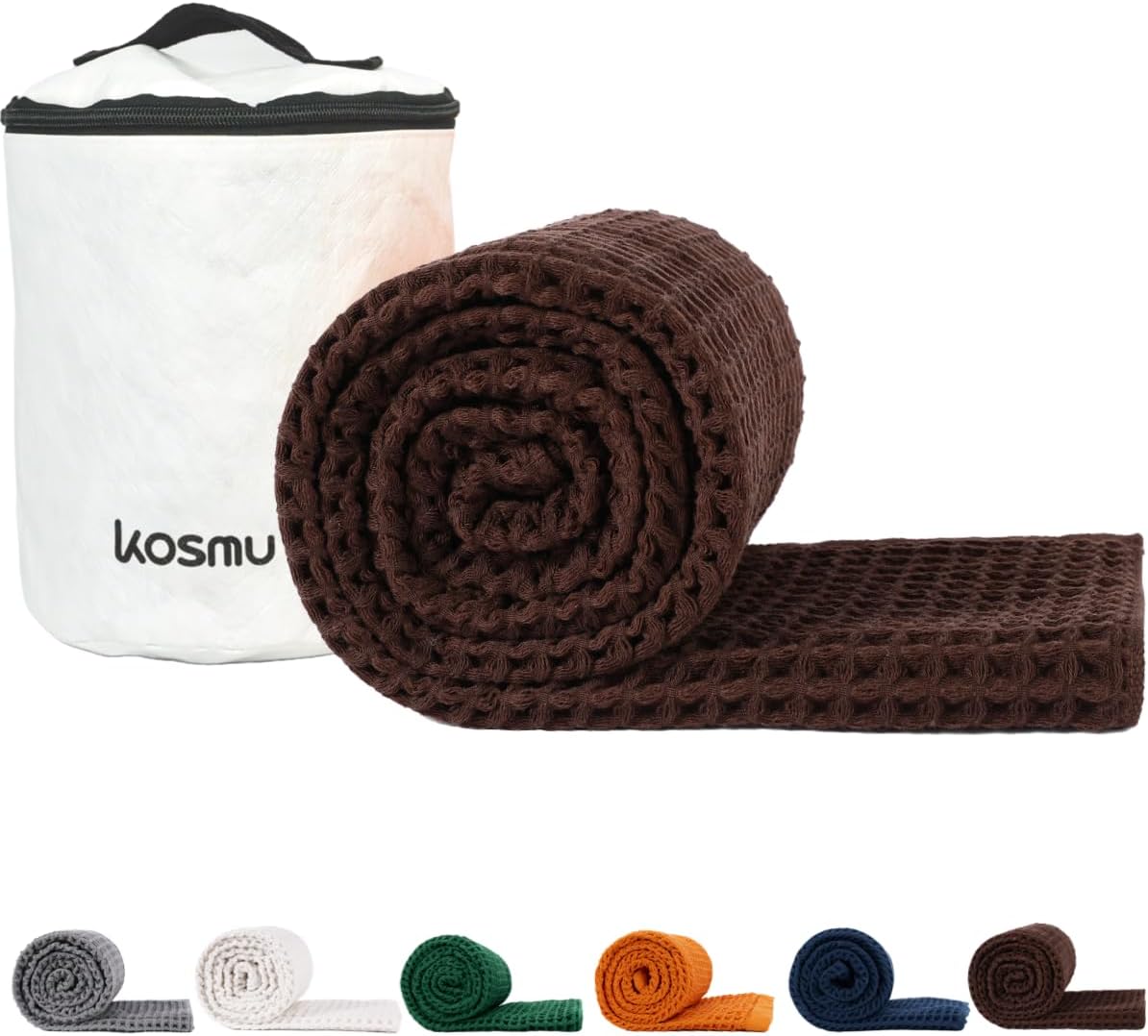 Luxury Organic Japanese Cotton Hair Drying Waffle Towel Wrap for Women | Absorbent, Quick-Dry Head Turban for Shower, Sauna, Spa | Extra Large for Long, Curly, Straight Hair With Button (White, 1 Pc)