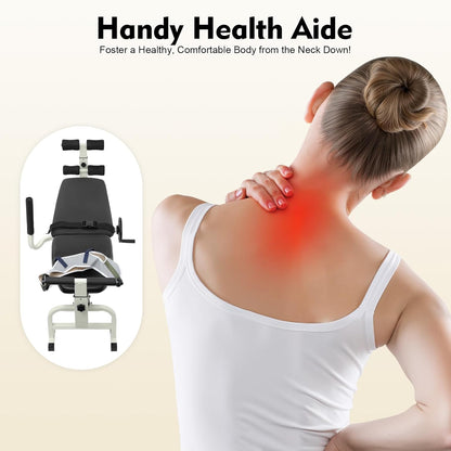 Bepritm Traction Bed Folding Massage Bed Table Cervical, Versatile Neck Stretcher Taction Devices for Home Use, Back Stretch Bench Lumbar Traction Device w/Base&Safety Belt&Adjustable Length